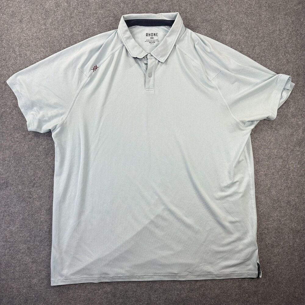 Rhone Polo Shirt Mens 2XL Blue Solid Performance Golf Stretch Raglan Tech